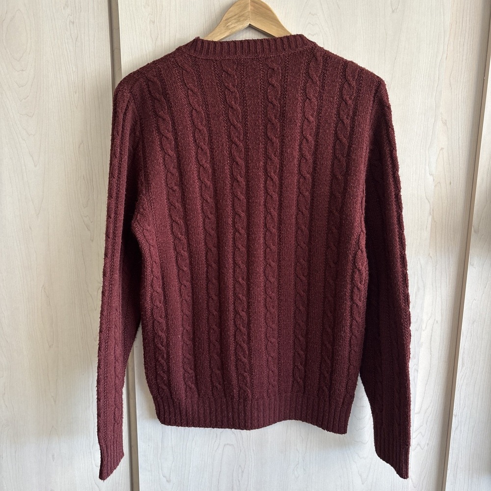 Vintage Jantzen Cable Knit Maroon Red Sweater Mens size Medium made in USA - Picture 5 of 7